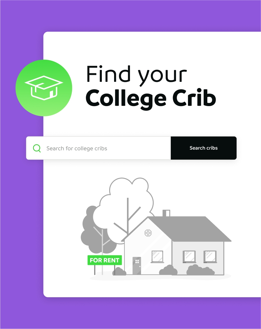 CollegeCribs webpage and illustration